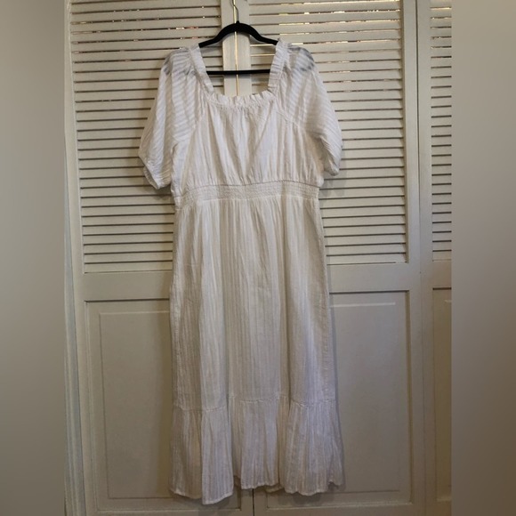 NWT Ann Taylor LOFT White Cotton Midi Dress XL - Picture 6 of 6